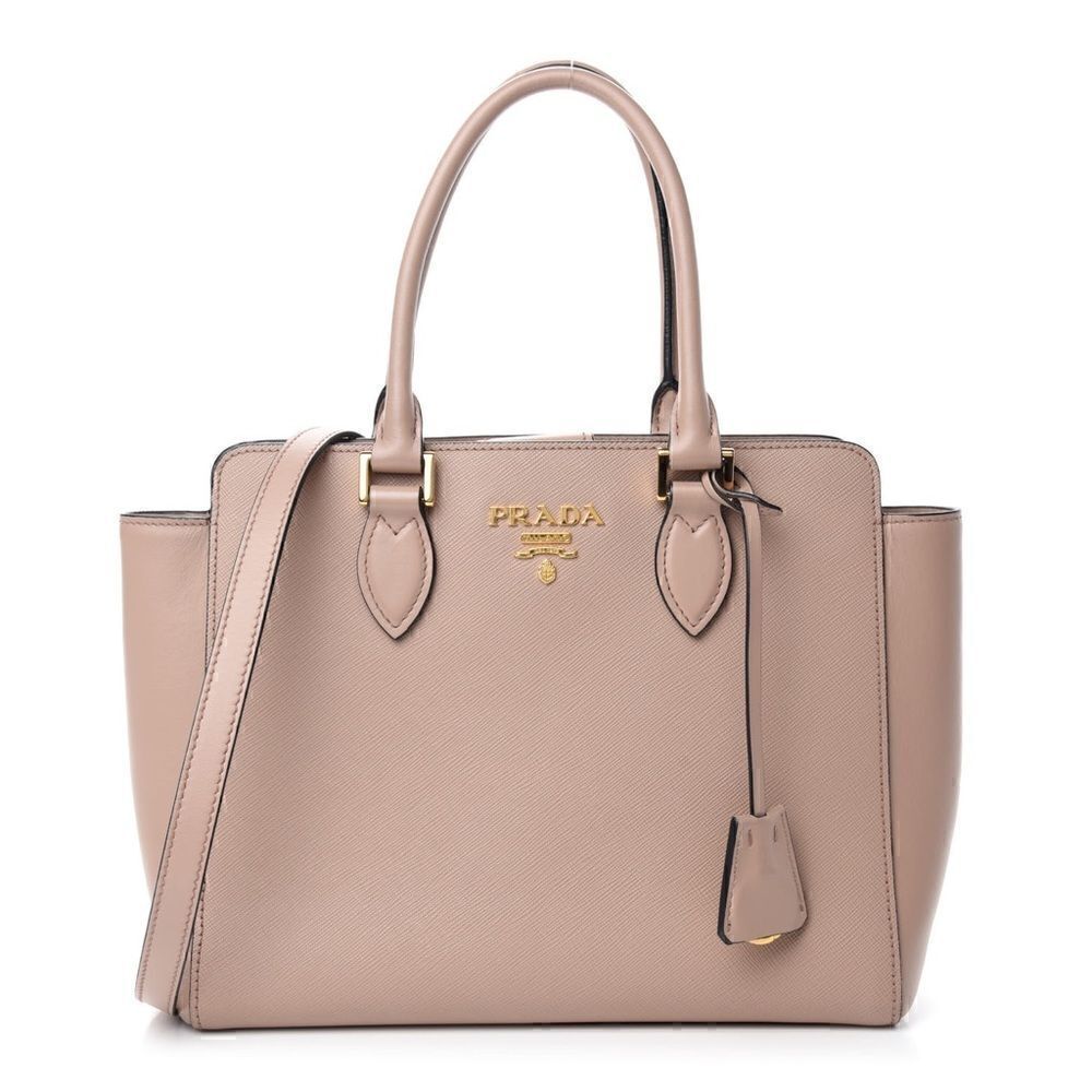 Prada Saffiano Soft Calfskin Tote Cipria Taupe Beige